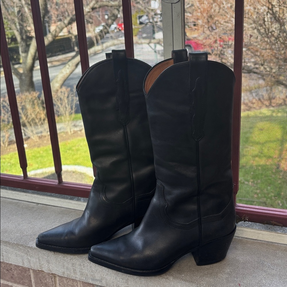Jeffrey Campbell Black Leather Women's Cowboy Boots
